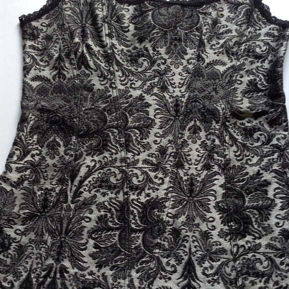 WHBM Black Silver Damask Corset Style Tank Cami - Picture 3 of 8